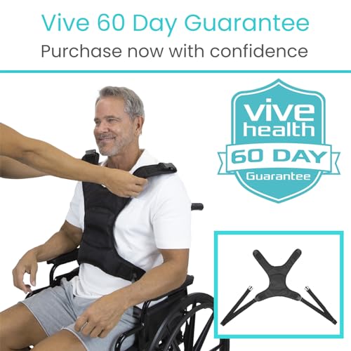 Vive Wheelchair Harness for Adults - Wheelchair Seat Belt - Safety Belt for Elderly - Torso Support Vest Restraint - Wheelchair Seatbelt Body Harness for Disabled - Adjustable Straps Prevent Sliding