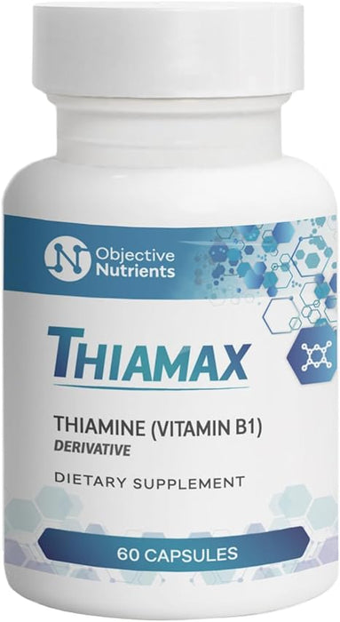 Objective Nutrients Thiamax Vitamin B1 (Thiamine TTFD) Capsules, No Fillers or Flow Agents, 100mg, 60 Count