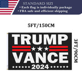 Double Sided Black Trump Vance 2024 Flag 3x5 Made in USA Outdoor Heavy Duty 3 Ply Polyester Trump Flag with White Starting Tape and 2 Brass Grommets