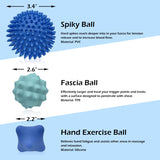 Massage Ball Set for Physical Therapy, Myofascial Trigger Point Release Exercise, Deep Tissue Muscle Massager Tools, Includes Lacrosse / Peanut / Spiky Ball / Hand Exercise Ball / Fascia Ball