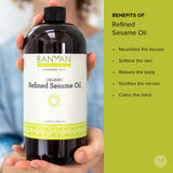 Banyan Botanicals Refined Sesame Oil - USDA Organic, 34 oz - Unscented Traditional Ayurvedic Oil for Massage