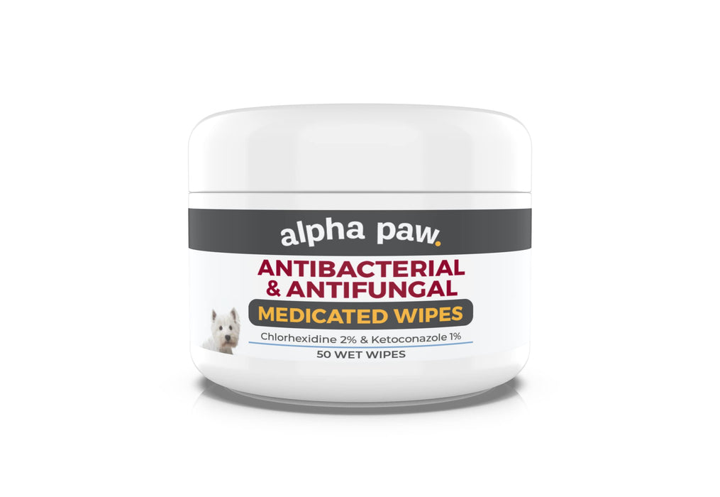 Smiling Paws Pets - Antibacterial & Antifungal Wipes for Dogs & Cats (with Chlorhexidine & Ketoconazole)