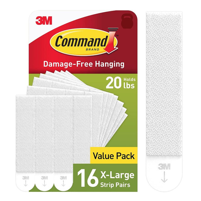 Command 20 lb XL Heavyweight Picture Hanging Strips 16 Pairs (32 Command Strips), Damage Free Hanging Picture Hangers, Heavy Duty Wall Hanging Strips for Home Decor, White Adhesive Strips