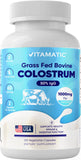 Vitamatic Bovine Colostrum Supplement 1000 mg per Serving - 50% Highest IgG - Supplement for Gut Health, Hair Growth, Beauty, Muscle Recovery, & Immune Support - 120 Capsules