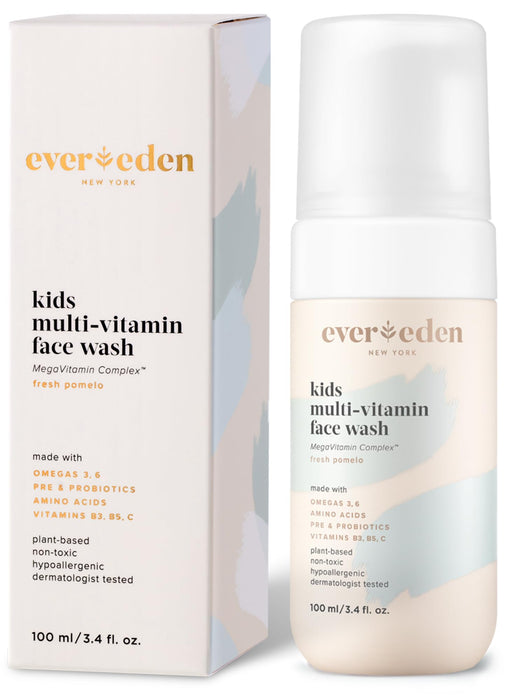 Evereden Kids Face Wash - 3.4 fl oz, Plant Based and Natural Skin Care, Fresh Pomelo Scent, Gentle Foaming Cleanser, Non-Toxic and Hypoallergenic