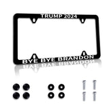 1 Pack Funny License Plate Frame Trump 2024 Bye Bye Brandon Humorous Text License Plate Holder Stainless Steel Rust-Proof Auto Parts Decor with 4Holes and Screws 12.3" x 6.3" for Men Women Gifts