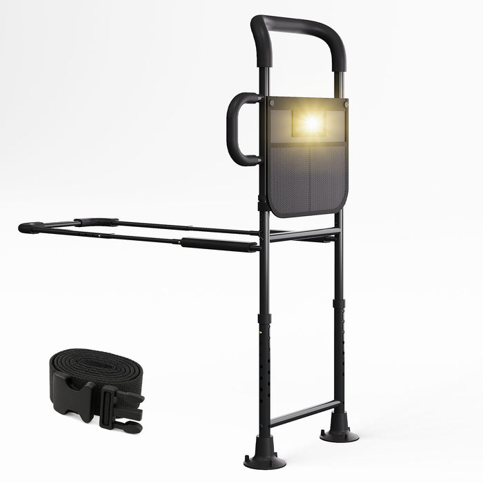 HOMEAL Bed Rails for Elderly Adults Safety, Reinforced Bedrails for Elderly Adults with Ergonomic Grab Bar Bed Handrails, 3-Ways Adjustable Bedside Assist Bed Cane Guard Railings for Seniors(Black)