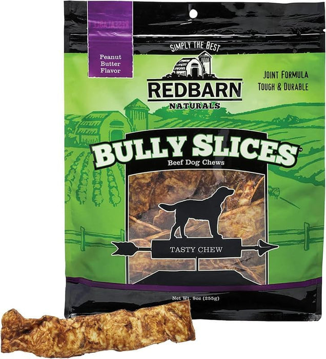Redbarn Pet Products Bully Slices Beef Hide Dog Treats, Peanut Butter Flavor - Slow Roasted Grain-Free Rawhide Chew No Artificial Preservatives - 9 oz. 12 Bags