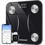INSMART Smart Scale for Body Weight, Digital Bathroom Scale Bluetooth Body Fat Scale,Body Composition Analyzer with Smart APP Sync Weight Scale - Black