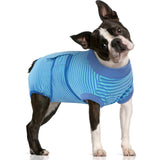 FUAMEY Recovery Suit for Dogs After Surgery,Soft Breathable Dog Bodysuit E-Collar & Cone Alternative Surgical Suit,Male Female Dog Neuter Spay Suits Anti Licking Wounds Onesie Navy Blue Strips L