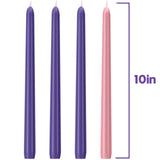 4 Pack Advent Taper Candles Premium Hand Dipped 10in Unscented Christmas Taper Candles - Ideal for Seasonal Celebrations, Holidays, Church, Celebration, Party