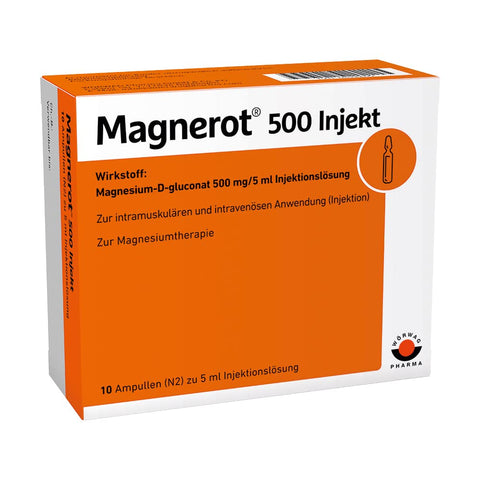 magnerot® 500 inject with magnesium gluconate, 10 amp. 5 ml each