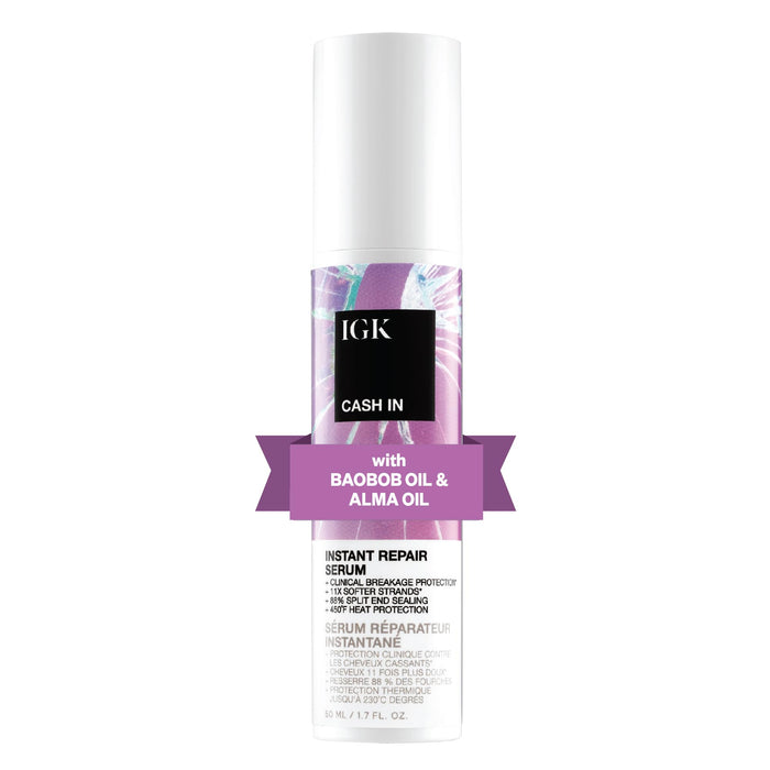 IGK CASH IN Instant Repair Serum | Breakage Protection + Seal Split Ends + Heat Protection | Vegan + Cruelty Free| 1.7 Oz