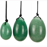 AITELEI 4Pcs Set Jade Yoni Eggs Stick,3 Pcs Drilled Natural Green Aventurine Quartz Crystal Jade Eggs Massage Stone + 1 Pcs Massage Stick for Women Kegel Exercise Strengthen Pelvic Floor Muscles