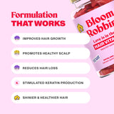 Bloom Robbins 60 Hair Gummies for Faster Hair Growth Vitamins for Women & 5000 MCG Non-GMO Vegan Biotin Gummies - Hair Skin and Nails Gummies - Hair Growth Gummies & Hair Skin and Nails Vitamins