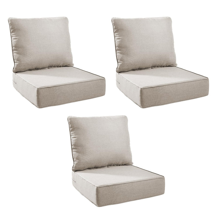 Jelwaly Outdoor Cushion Set for Furniture Patio Furniture, UV Resistant, Water Resistant - 6 Inch Thick Foam Garden Cushions– 22x24 Inch Patio Seat Covers for Chair/Sofa/Couch | Beige | 3-Pack |