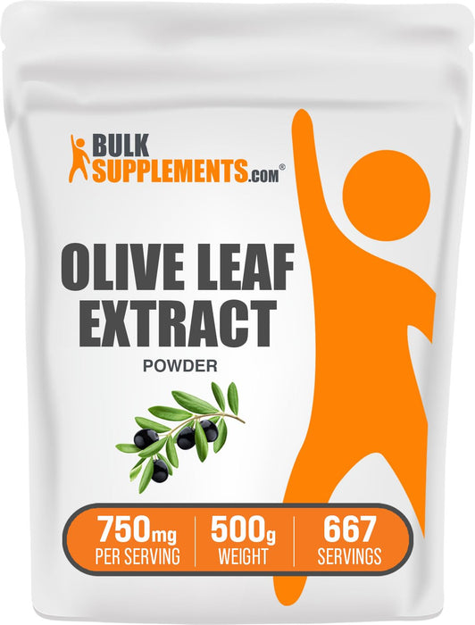 BulkSupplements.com Olive Leaf Extract Powder - Herbal Supplement, Antioxidant Source, Olive Leaf Powder - Gluten Free, 750mg per Serving, 500g (1.1 lbs) (Pack of 1)