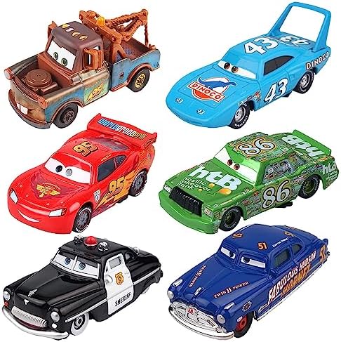 6 PCS Toys Car 2 3 Mater Chick Hicks The King Doc Hudson Sheriff Diecast Car Toy Set for Boy Kids Gifts