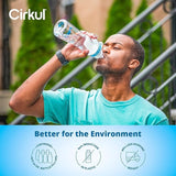 Cirkul 32oz. Chameleon Stainless Steel Water Bottle Starter Kit with Green Lid, 2 Flavor Cartridges (1 LifeSip Blackberry Blueberry, 1 GoSip Berry Blue Punch) Zero Calories and No Sugar