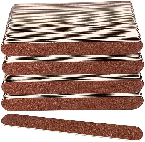 100 Pcs Wooden Nail Files, 7 Inches Emery Board Nail File for Nature Nails, Manicure Tool Set Disposable Nail File for Home Salon Brown