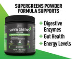 Super Greens Powder | Superfood to Support Digestive Enzymes and Bloating with 2 Billion Probiotics | Support Energy Levels & Gut Health | 60 Servings | GMP Certified, Non-GMO | Green Apple Refresher