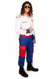 Tipsy Elves’ Men’s Talladega Racer Costume - Funny Race Car Driver Halloween Jumpsuit White Size Small