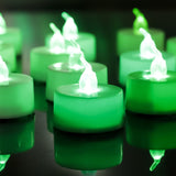 LANKER 24 Pack LED Tea Lights Candles – Flickering Green Flameless Tealight Candle – Long Lasting Battery Operated Fake Candles – Decoration for Halloween and Christmas (Green - 24pcs)