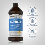 Piping Rock Omega 3 Fish Oil Liquid | 16 Fl Oz | Mercury Free | Lemon Flavor | 1370 mg Active Omega-3 Supplement | Non-GMO, Gluten Free