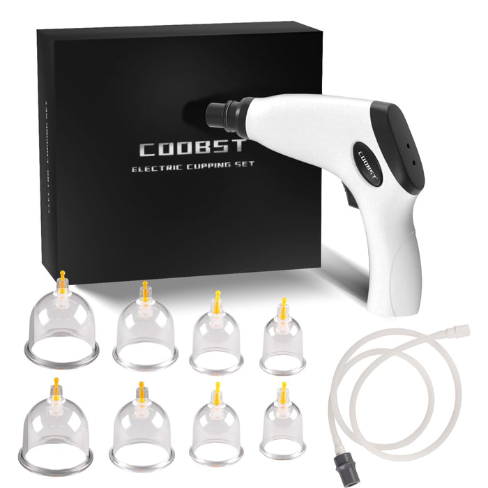 COOBST Cupping Therapy Set, Professional Massage Cupping Set with Pump Gun and Extension Tube, 9pcs Home Cupping Hijama Kit Suction Cup Vacuum Therapy Set for Body Pain Relief-Gray