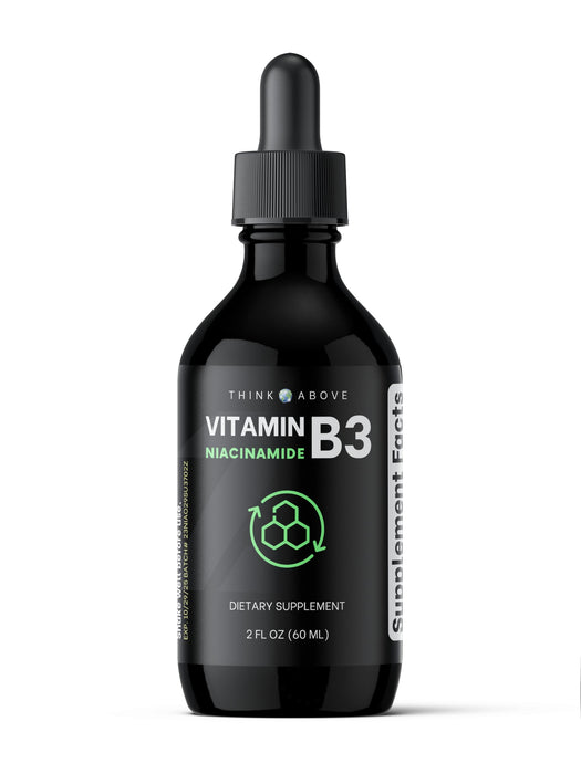 Think Above Vitamin B3 Niacinamide Liquid - Non Flush Form of B3 Niacin - Convenient Vitamin B3 Niacinamide Drops for Women and Men - Easy to Swallow 2oz (60ml)