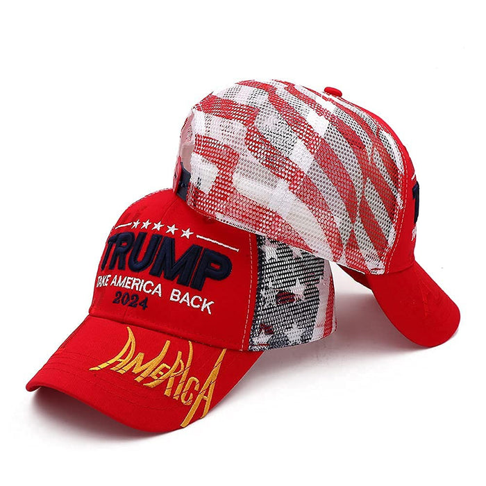 Trump 2024 Hat MAGA Hat Embroidered Take America Back Donald Trump Slogan USA Adjustable Mesh Red Baseball Cap for Woman Men