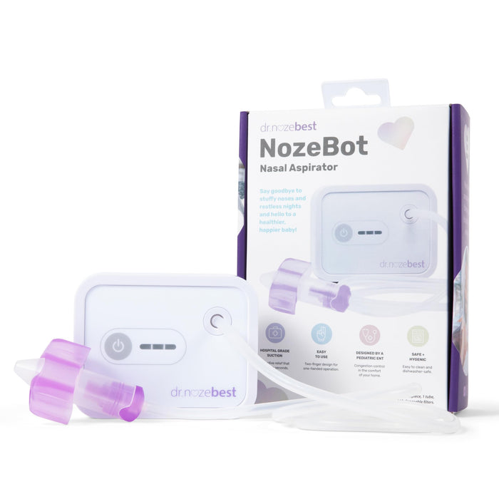 Dr. Noze Best NozeBot Electric Baby Nasal Aspirator - Designed by a Pediatric ENT for Safe, Gentle Congestion Relief - Rechargeable, Portable & Easy to Clean Nose Sucker for Infants and Toddlers