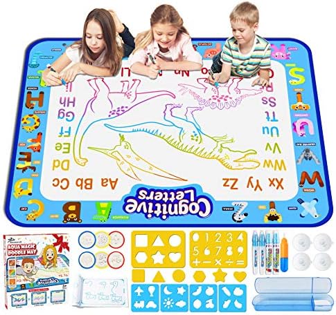 Jasonwell Aqua Water Doodle Mat 40 X 32 Inches Large Magic Drawing Doodling Mat Coloring Mat Educational Toys Christmas Birthday Gifts for Kids Toddler Boys Girls Age 2 3 4 5 6 7 8 Year Old (Alphabet)
