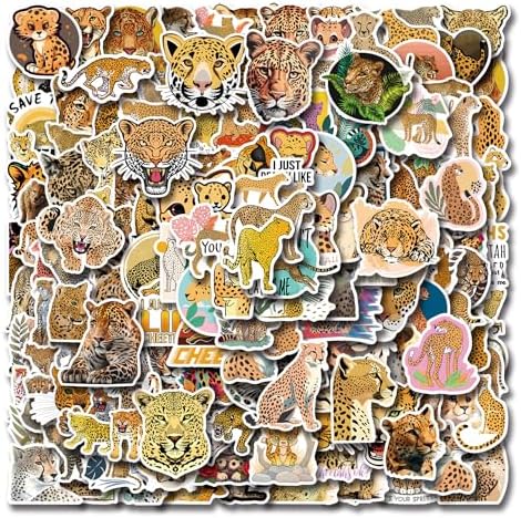 160 Pcs Cheetah Print Stickers Animals Vinyl Waterproof Graphic Decal Leopard Sticker for Phone Skateboard Laptop Stickers, Bulk Sticker Packs for Boys Girls Teens Adults