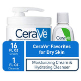 CeraVe Moisturizing Cream Combo Pack | Contains 16 Ounce with Pump and 1 Ounce Hydrating Facial Cleanser Trial/Sample Size