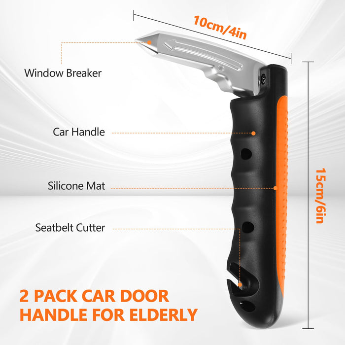 Kaiedos Car Door Handle for Elderly - 3 in 1 Car Handle Assist, 2 Pack Auto Cane Portable Vehicle Support Handle Door Assist Bar, Max Load: 500 Lbs, Anti-Slip Design