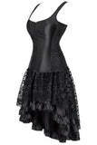 Black Corset Dress Skirt Set Gothic Straps Zipper Halloween Renaissance Lace up Moulin Rouge Party Clubwear XL