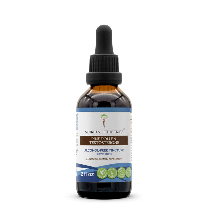 Secrets of the Tribe Pine Pollen Testosterone Alcohol-Free Extract Tincture, Wildcrafted Pine Pollen (Scots Pine, Pinus sylvestris) Dried Pollen Tincture Supplement 2 FL OZ