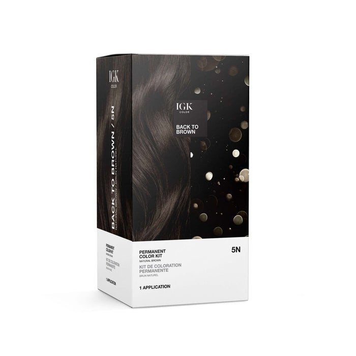 IGK Permanent Color Kit BACK TO BROWN - Natural Brown 5N | Easy Application + Strengthen + Shine | Vegan + Cruelty Free + Ammonia Free | 4.75 Oz