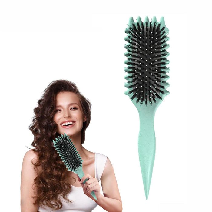 Curl Defining Brush, Curly Hair Brush Curl Brush for Curly Hair, Curl with Prongs Define Styling Brush, Shaping and Defining Curls For Women Men Less Pulling and Curl Separation (Green)