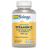 SOLARAY Vitamin C w/Rose HIPS & Acerola | 500mg | Two-Stage, Timed-Release Healthy Immune Function, Skin, Hair & Nails Support | Non-GMO | 250 CT