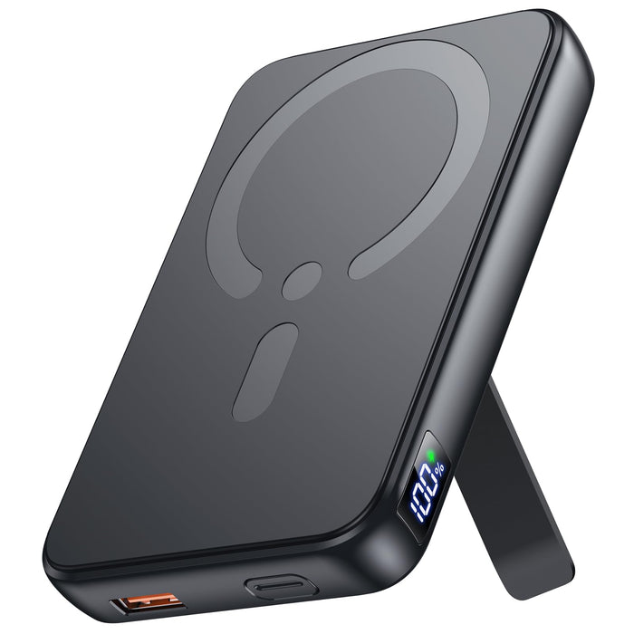 for Magsafe Portable Charger, 12000mAh Wireless Magnetic Power Bank with Stand and USB C in/Out Fast Charging, for Magsafe Battery Pack Compatible with iPhone 15/14/13/12 Pro/Pro Max Series-Black