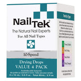 Nail Tek 10-Speed, Polish Drying Drops for All Nail Types, 0.5 oz, Value 4-Pack