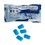 MEG - Military Energy Gum | 100mg of Caffeine Per Piece + Increase Energy + Boost Physical Performance + Multi Flavors of Arctic Mint , Spearmint, & Cinnamon + 8 Packs (40 Count)