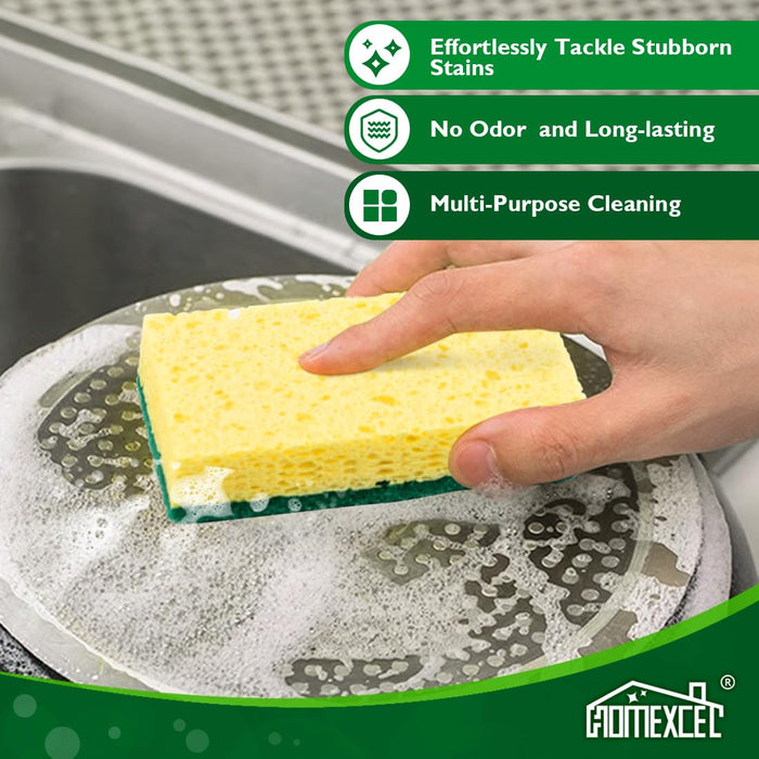 HOMEXCEL Non-Scratch Scrub Sponges, 48 Count Sponges for Dishes, Heavy Duty Kitchen Sponge, Dual Sided Cleaning Sponges for Kitchen, Household and More