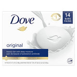 Dove Beauty Bar Cleanser for Gentle Soft Skin Care Original Made With 1/4 Moisturizing Cream 3.75 oz, 14 Bars