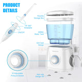 Sawgmore FC166 Water Flosser for Teeth/Braces, 600ml Large Capacity, 10 Adjustable Pressures,8 Home Nozzles Professional Oral Irrigator for Teeth Clean(White)