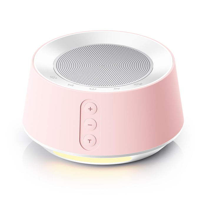 BGOVERSS White Noise Sound Machine with 14 Soothing Sounds and 10 Levels Night Light for Sleeping, 5 Timers and Memory Feature Plug in Sound Machine for Nursery Baby Kids Adults, Pink