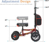 BlessReach Knee Scooter, All Terrain Foldable Knee Scooter Walker, Disc Brake Knee Walker for Foot Injuries Compact Crutches Alternative Red