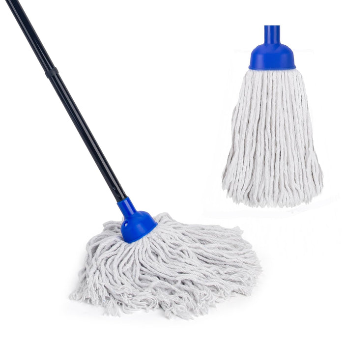 KeFanta Mop for Floor Cleaning,2 Pcs Cotton String Wet Mops Replacement Head Refill Compatible with Microfiber Cloth Mop & 0.8" Diameter Mop Handle(1 Handle & 2 Mop Heads)